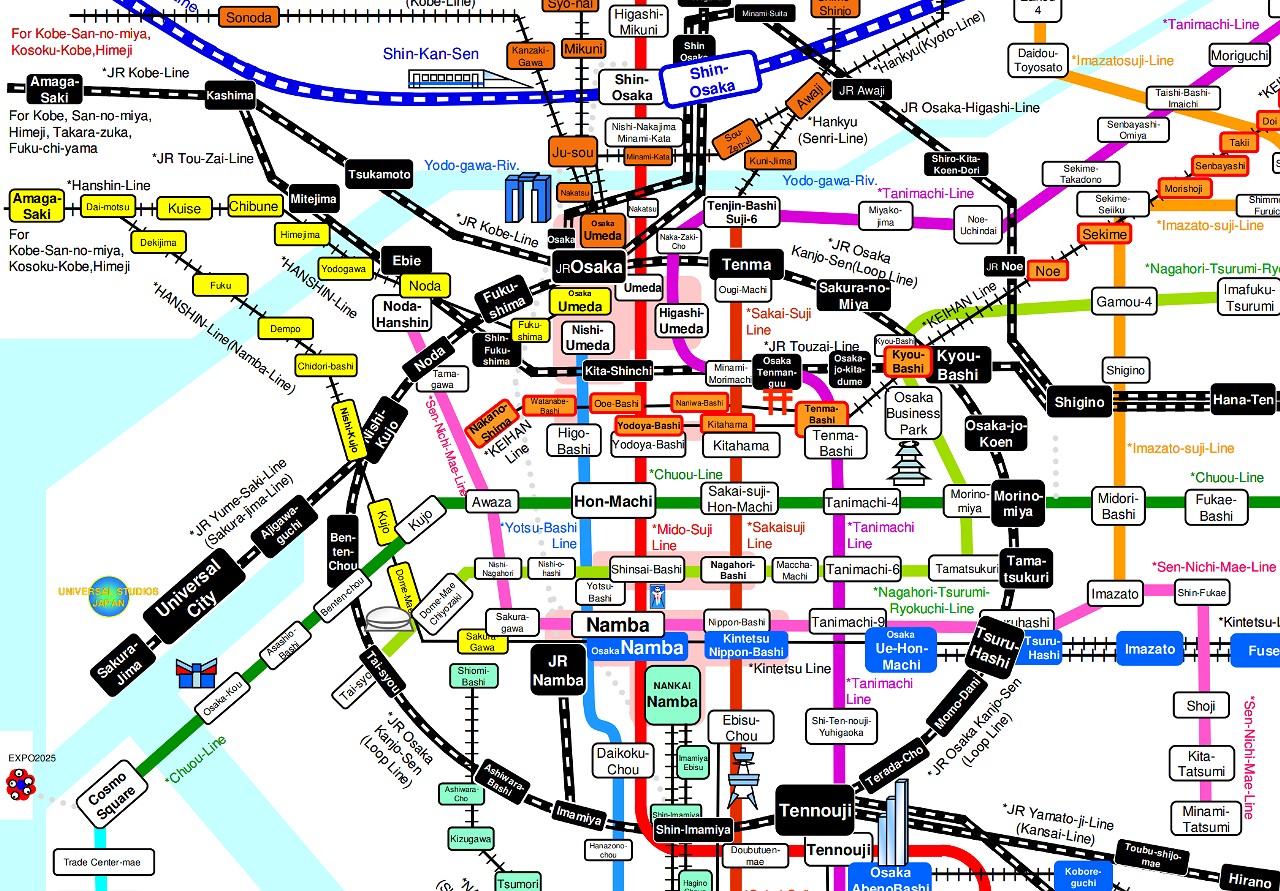 OSAKA's TRAIN MAP - Rail Way Map in Osaka (Osaka Metro Subway, JR, and ...